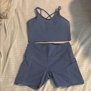 Women's Blue Bike Shorts Set